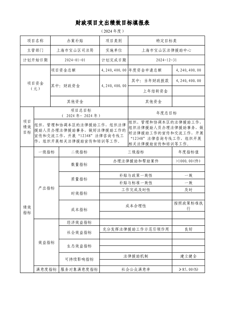 宝山区法律援助中心（单位）2024年项目绩效目标申报表.pdf