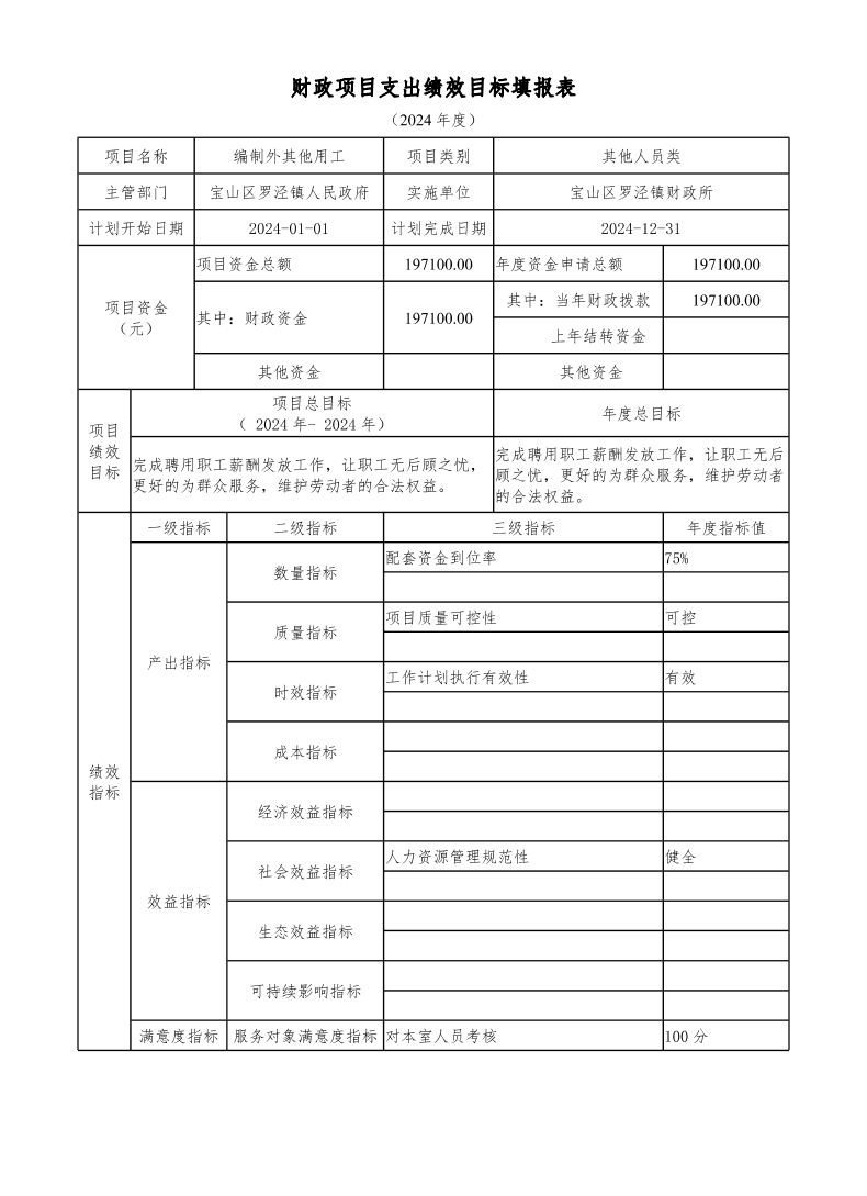 宝山区罗泾镇财政所2024年项目绩效目标申报表.pdf