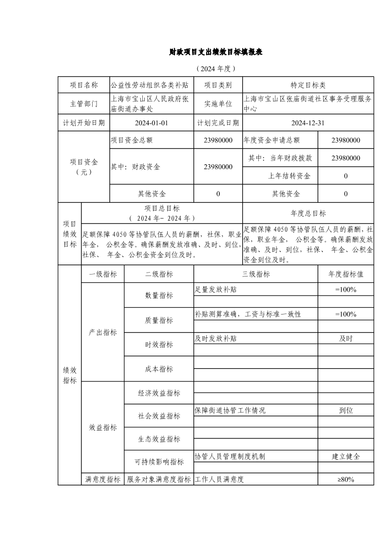 宝山区张庙街道社区事务受理服务中心2024年项目绩效目标填报表+.pdf