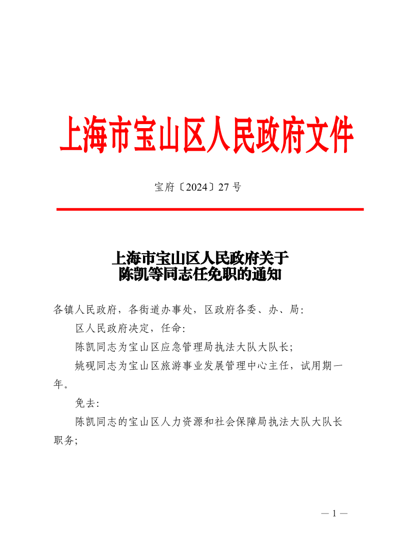27号—上海市宝山区人民政府关于陈凯等同志任免职的通知.pdf
