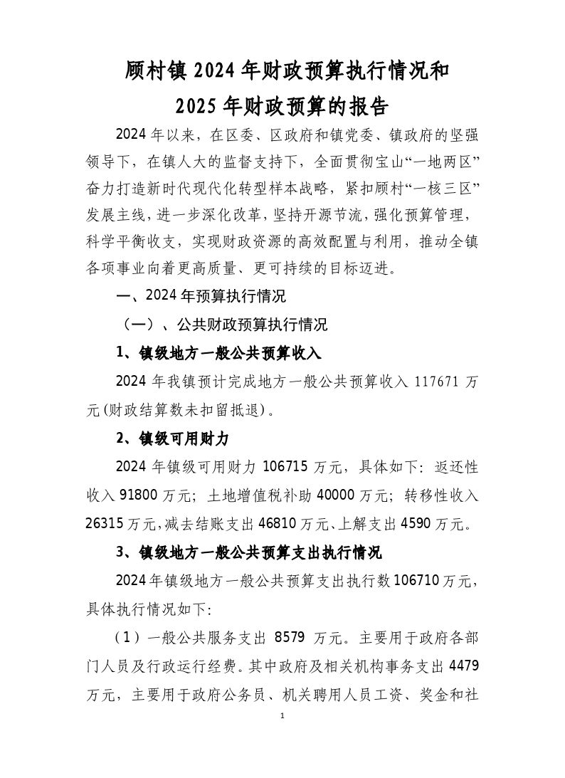顾村镇2024年预算执行及2025年预算公开.pdf