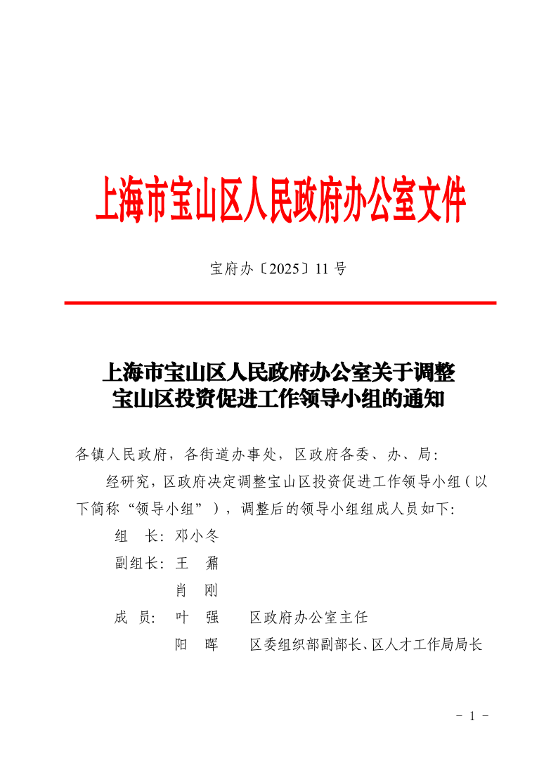 11号—上海市宝山区人民政府办公室关于调整宝山区投资促进工作领导小组的通知.pdf