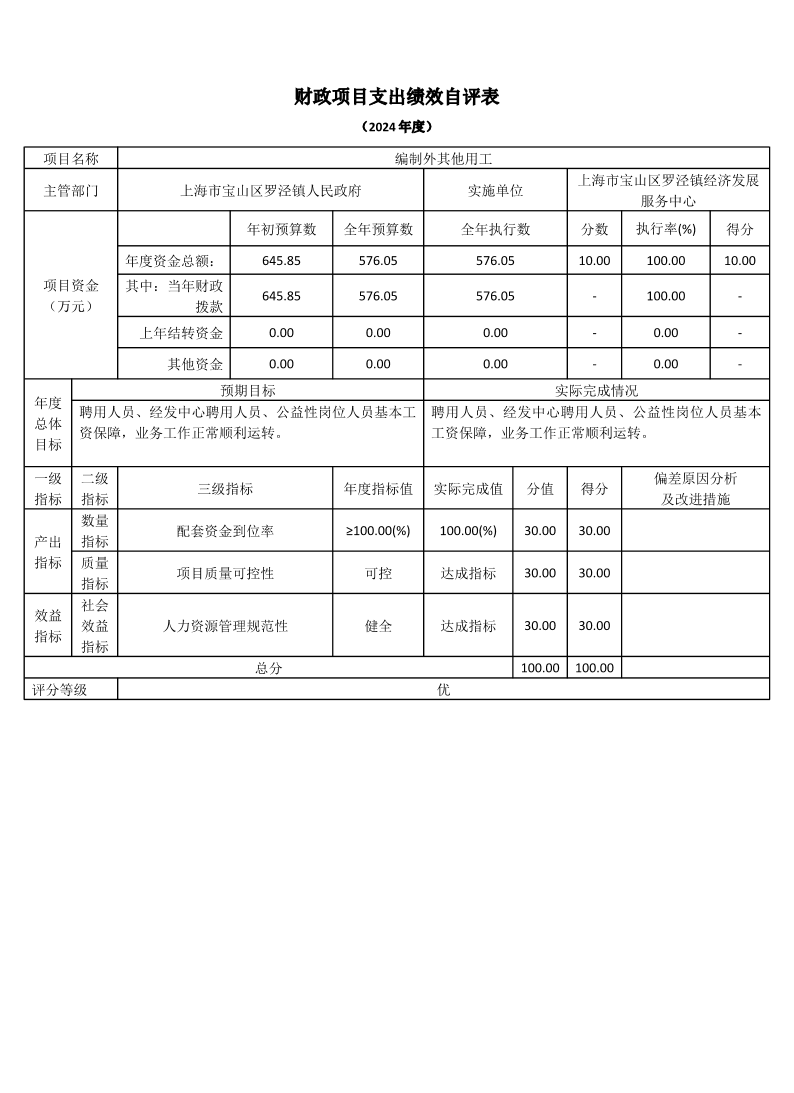 上海市宝山区罗泾镇经济发展服务中心2024年度项目绩效自评结果信息2.pdf