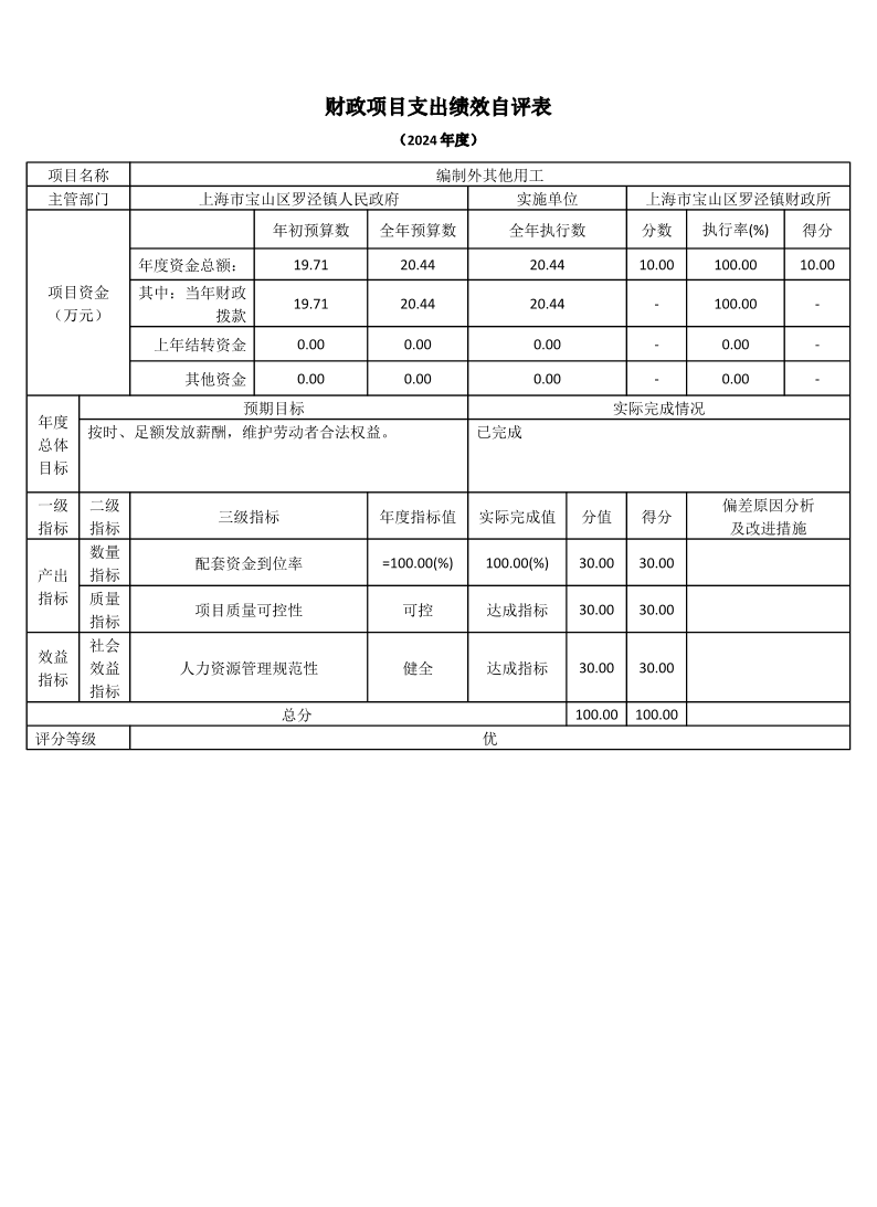 上海市宝山区罗泾镇财政所2024年度项目绩效自评结果信息.pdf