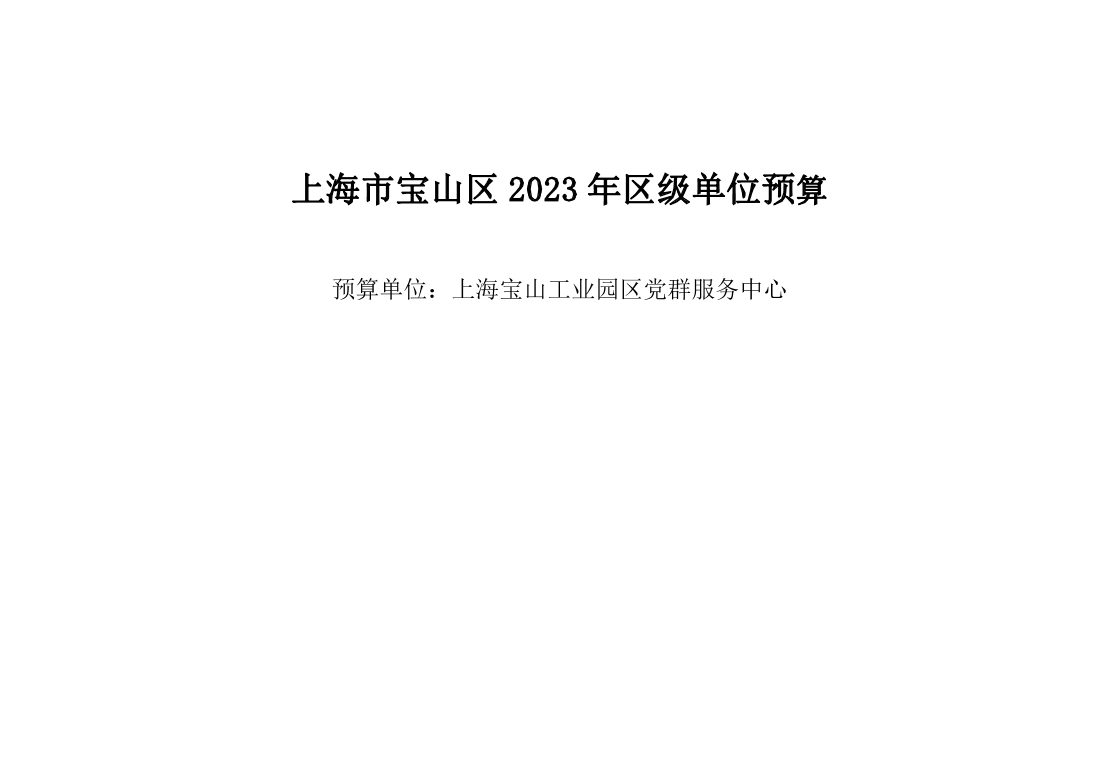 上海宝山工业园区党群服务中心2023年单位预算.pdf