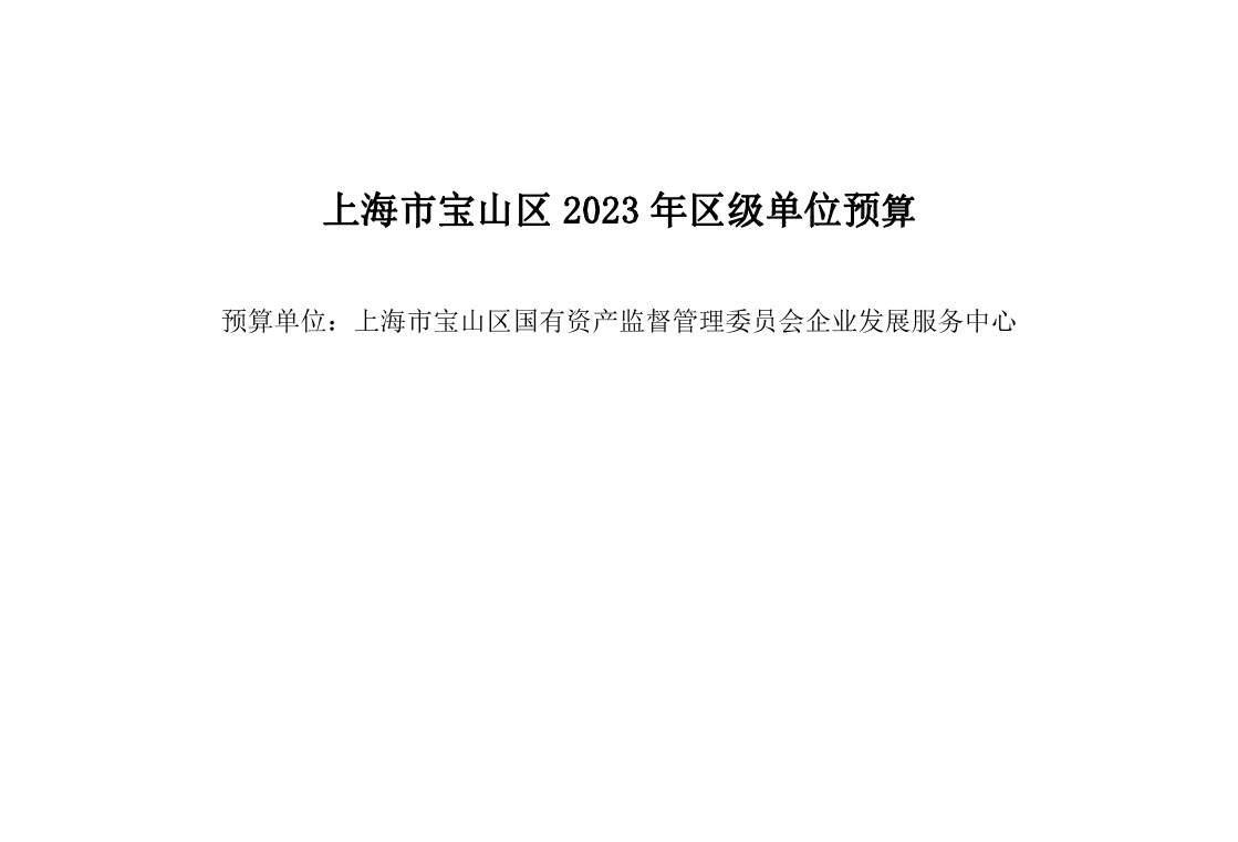 宝山区国有资产监督管理委员会企业发展服务中心2023年单位预算.pdf
