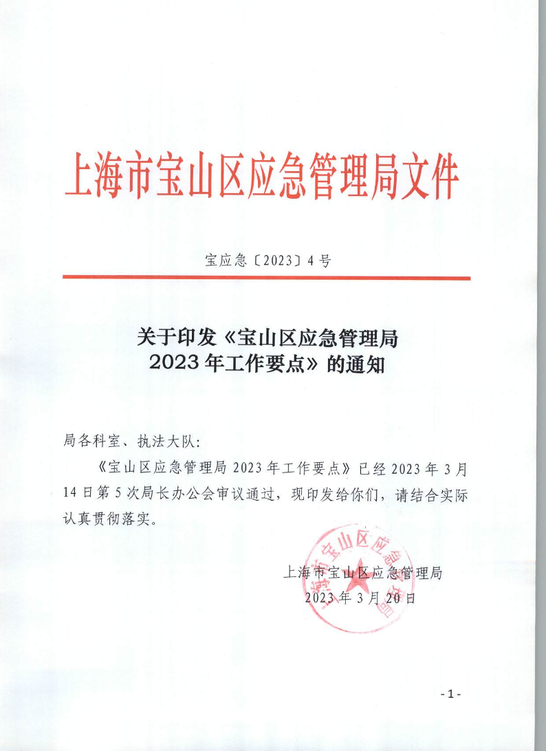 关于印发《宝山区应急管理局2023年工作要点》的通知.pdf