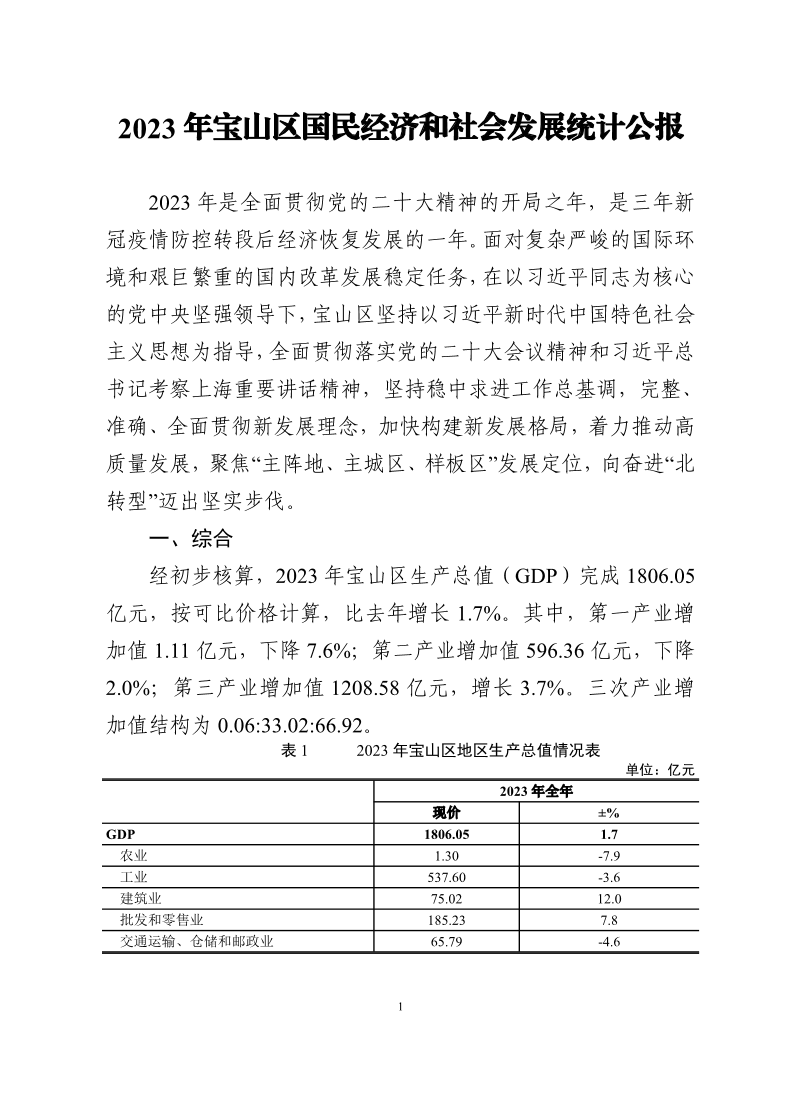 2023年宝山区国民经济和社会发展统计公报.pdf