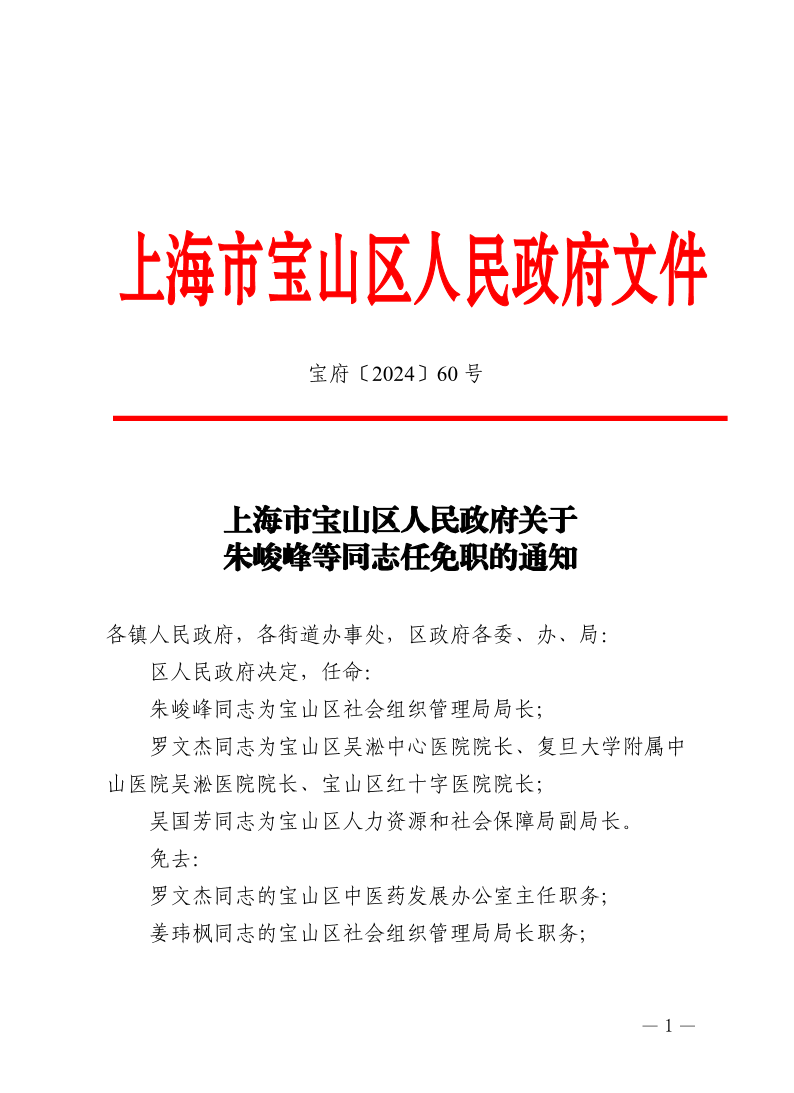 60号—上海市宝山区人民政府关于朱峻峰等同志任免职的通知.pdf