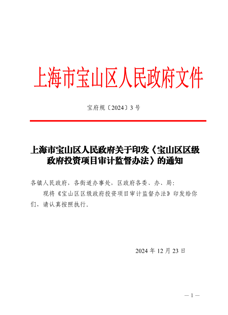 3号—上海市宝山区人民政府关于印发《宝山区区级政府投资项目审计监督办法》的通知.pdf