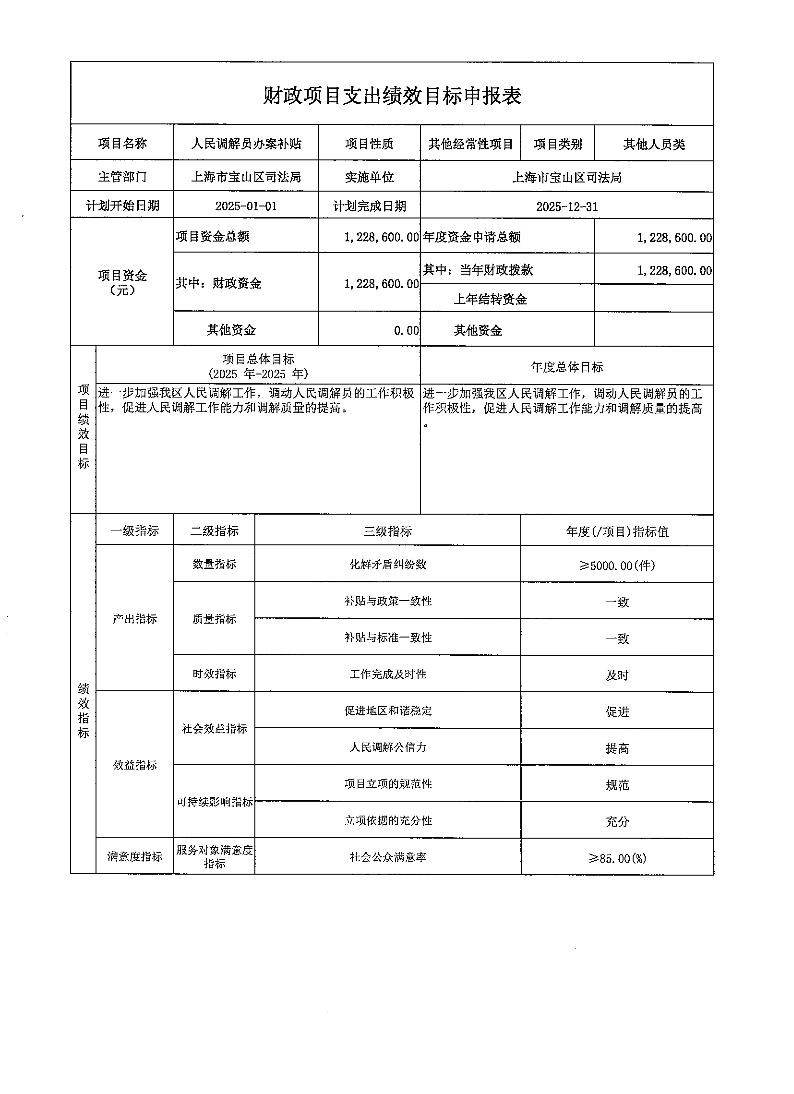 宝山区司法局（本级）2025年项目绩效目标申报表.pdf