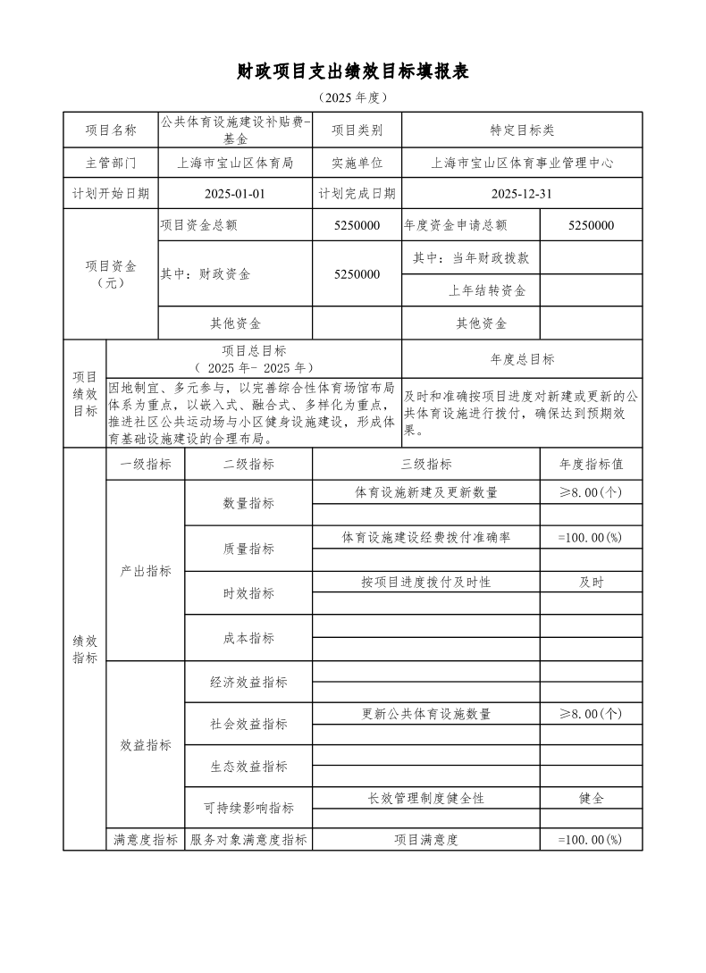 宝山区体育局2025年项目绩效目标申报表.pdf