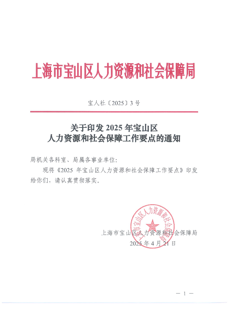 关于印发2025年宝山区人力资源和社会保障工作要点的通知.pdf