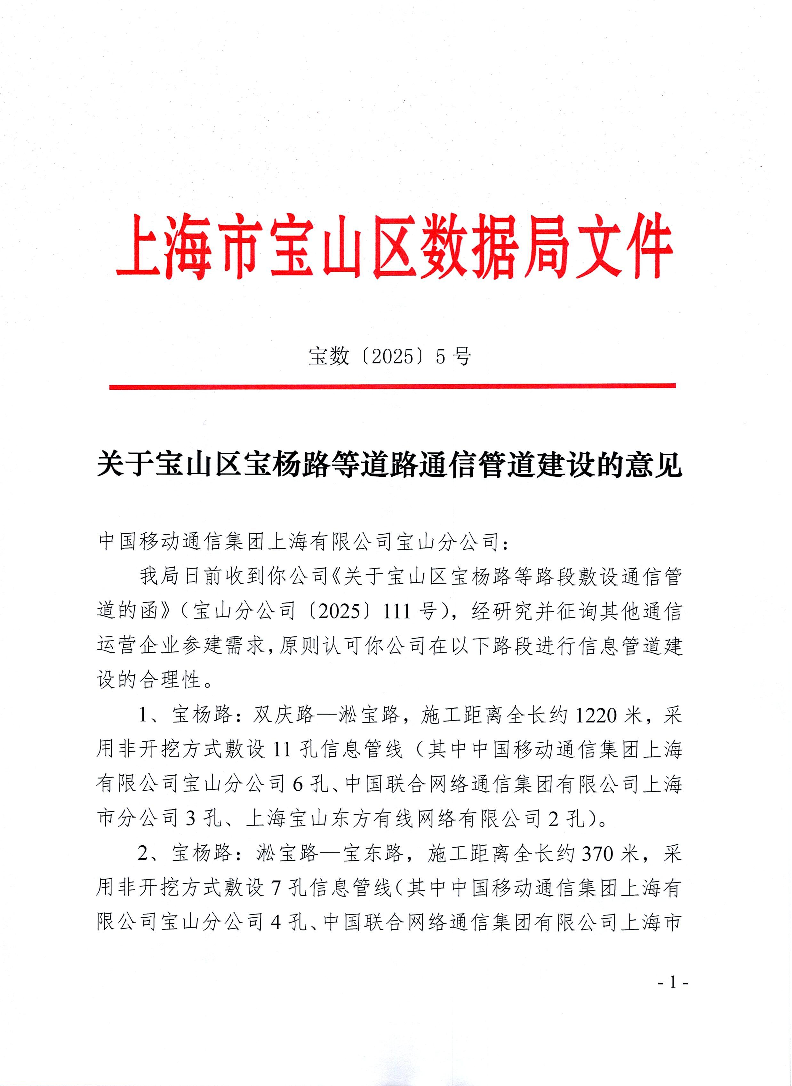 5号-关于宝山区呼兰西路等路段通信管道建设的意见.pdf