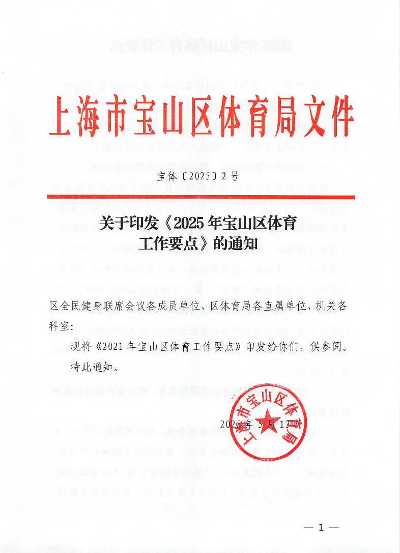 关于印发《2025年宝山区体育工作要点》的通知.pdf