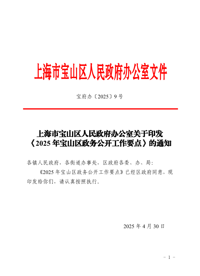 9号—上海市宝山区人民政府办公室关于印发《2025年宝山区政务公开工作要点》的通知.pdf