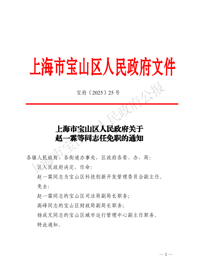 25号—上海市宝山区人民政府关于赵一霖等同志任免职的通知-1.pdf