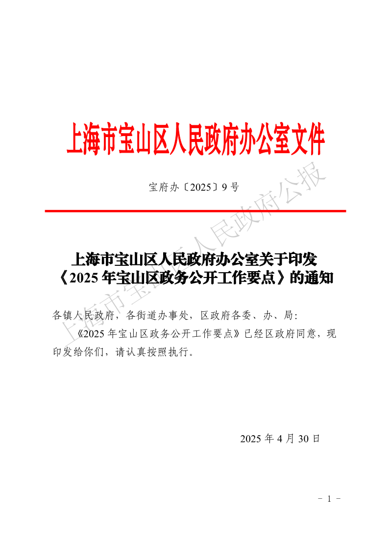 9号—上海市宝山区人民政府办公室关于印发《2025年宝山区政务公开工作要点》的通知-1.pdf