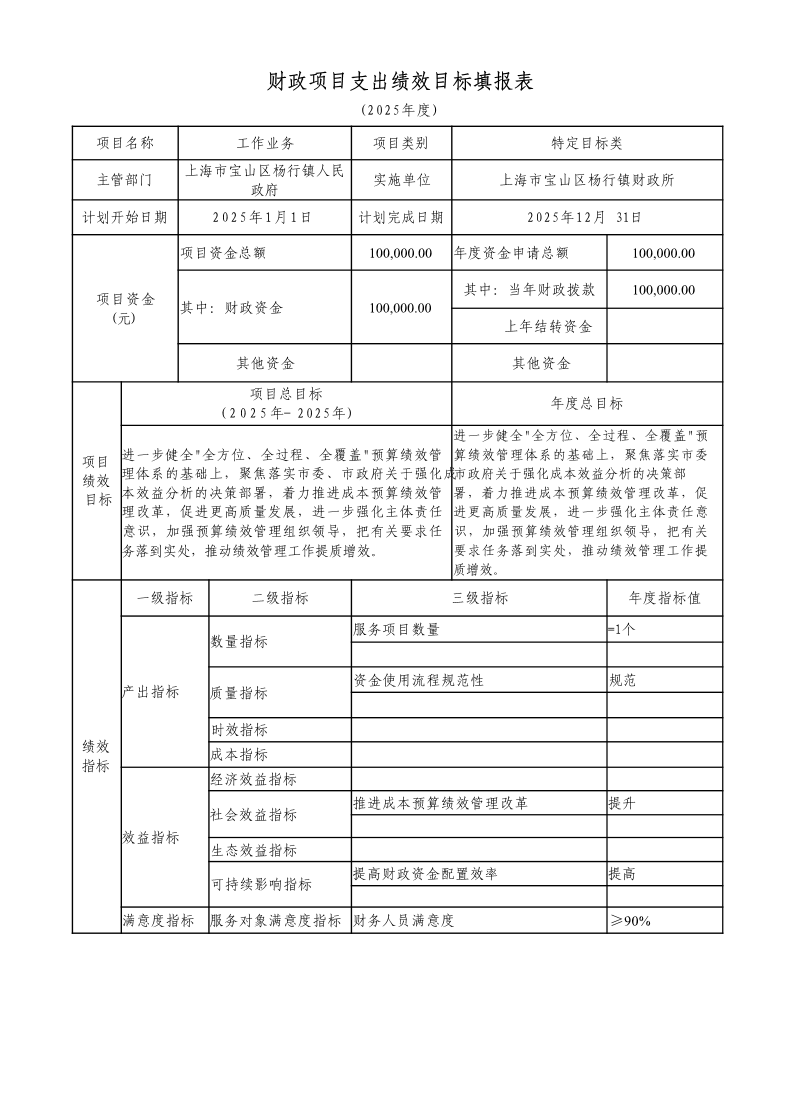 宝山区杨行镇财政所2025年项目绩效目标申报表.pdf