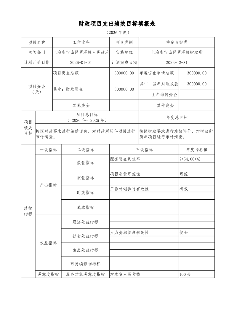 宝山区罗泾镇财政所2026年项目绩效目标申报表.pdf