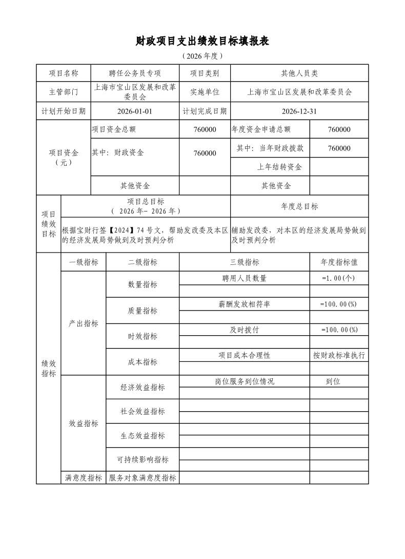 宝山区发展和改革委员会（部门）2026年项目绩效目标申报表.pdf