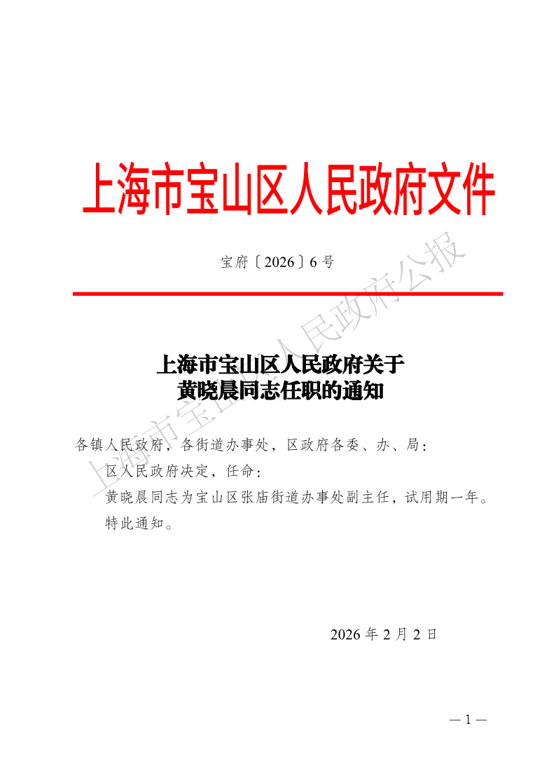 6号—上海市宝山区人民政府关于黄晓晨同志任职的通知-1.pdf
