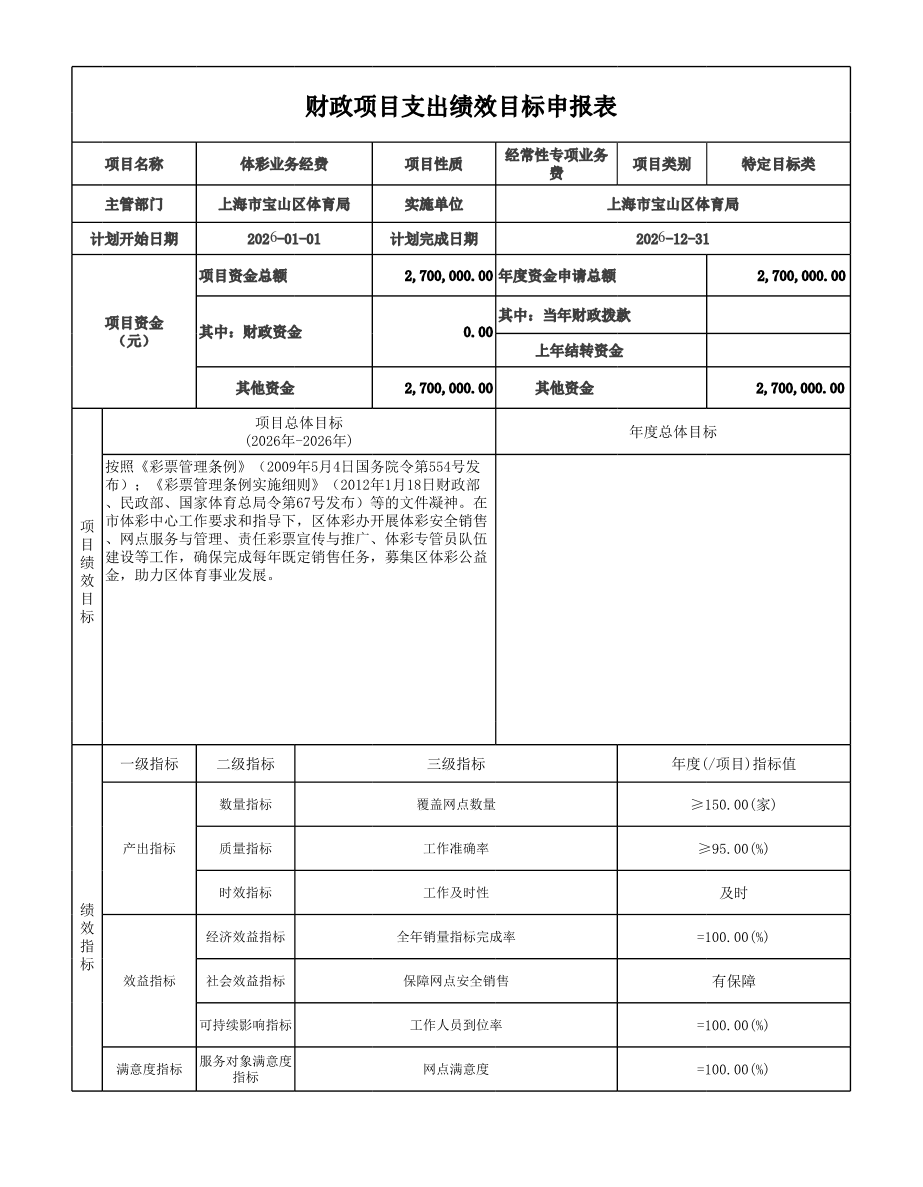 宝山区体育局2026年项目绩效目标申报表.pdf