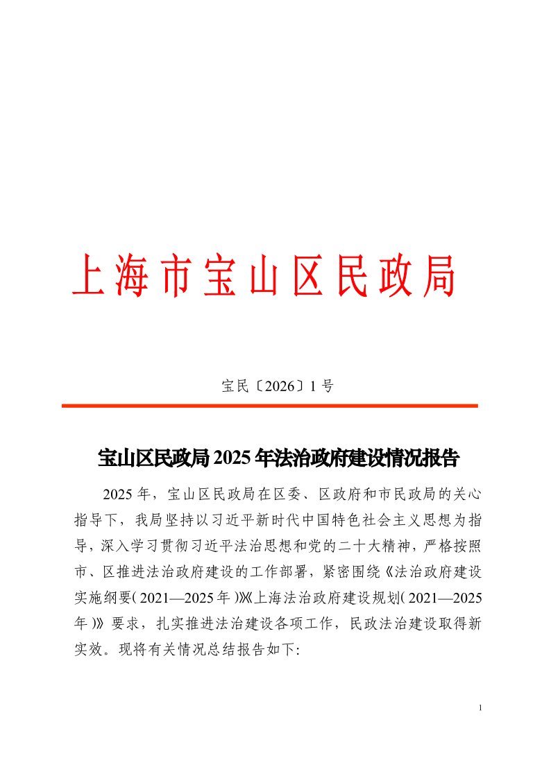 宝山区民政局2025年法治政府建设情况报告.pdf
