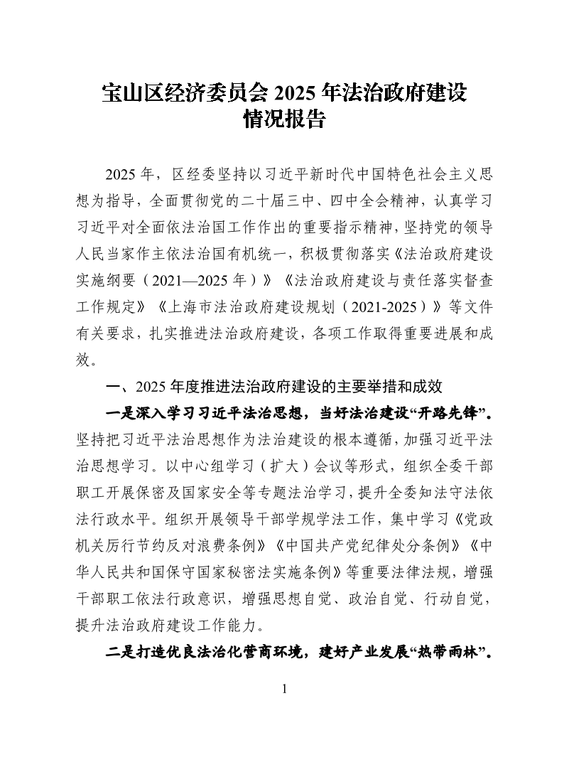 宝山区经济委员会2025年法治政府建设情况报告.pdf