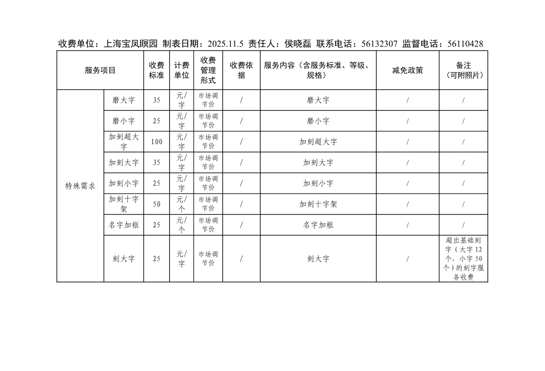 上海宝凤瞑园特殊需求收费明细表.pdf