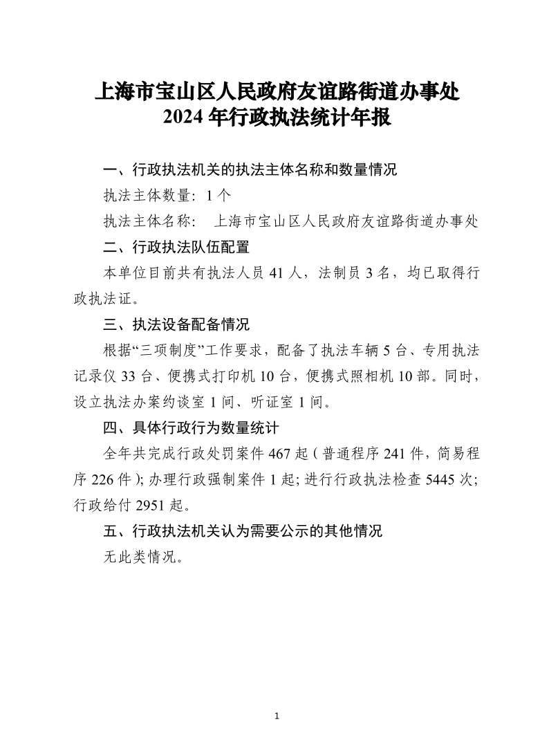 宝山区人民政府友谊路街道办事处2024年行政执法统计年报.pdf