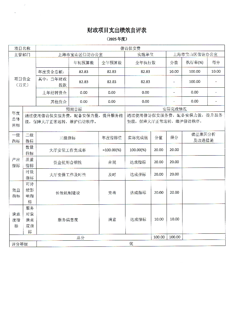 上海市宝山区信访办公室2025年度项目绩效自评结果信息.pdf
