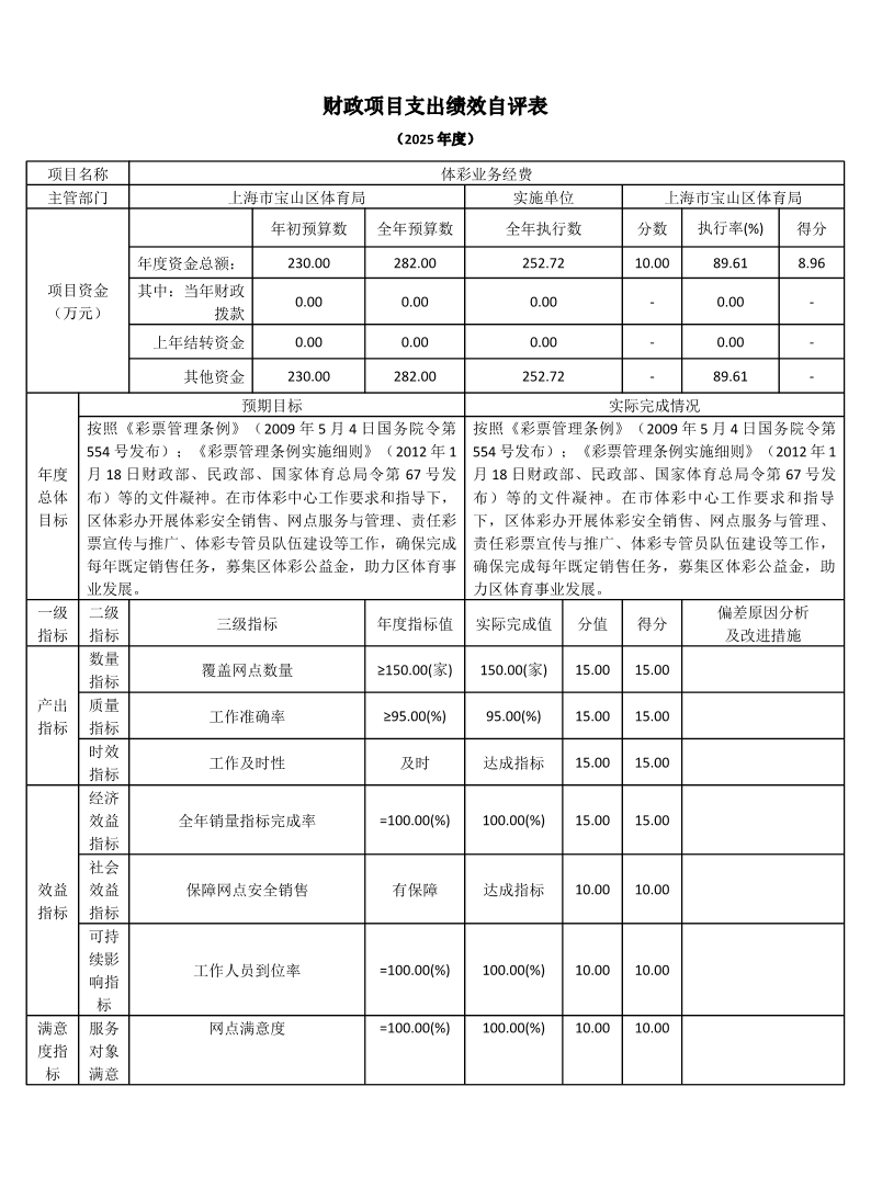 上海市宝山区体育局2025年度项目绩效自评结果信息.pdf