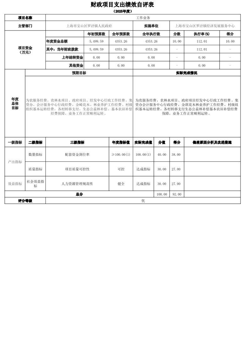 上海市宝山区罗泾镇经济发展服务中心2025年度项目绩效自评表2.pdf
